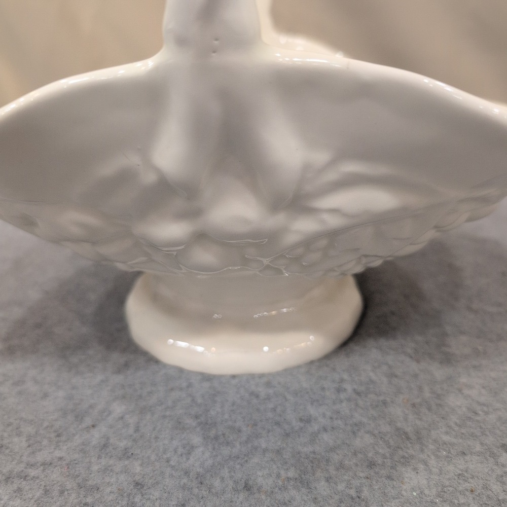 Indiana Glass White Milk Glass Fruit Basket Twisted Handle Harvest Grapes Bowl - Picture 2 of 8